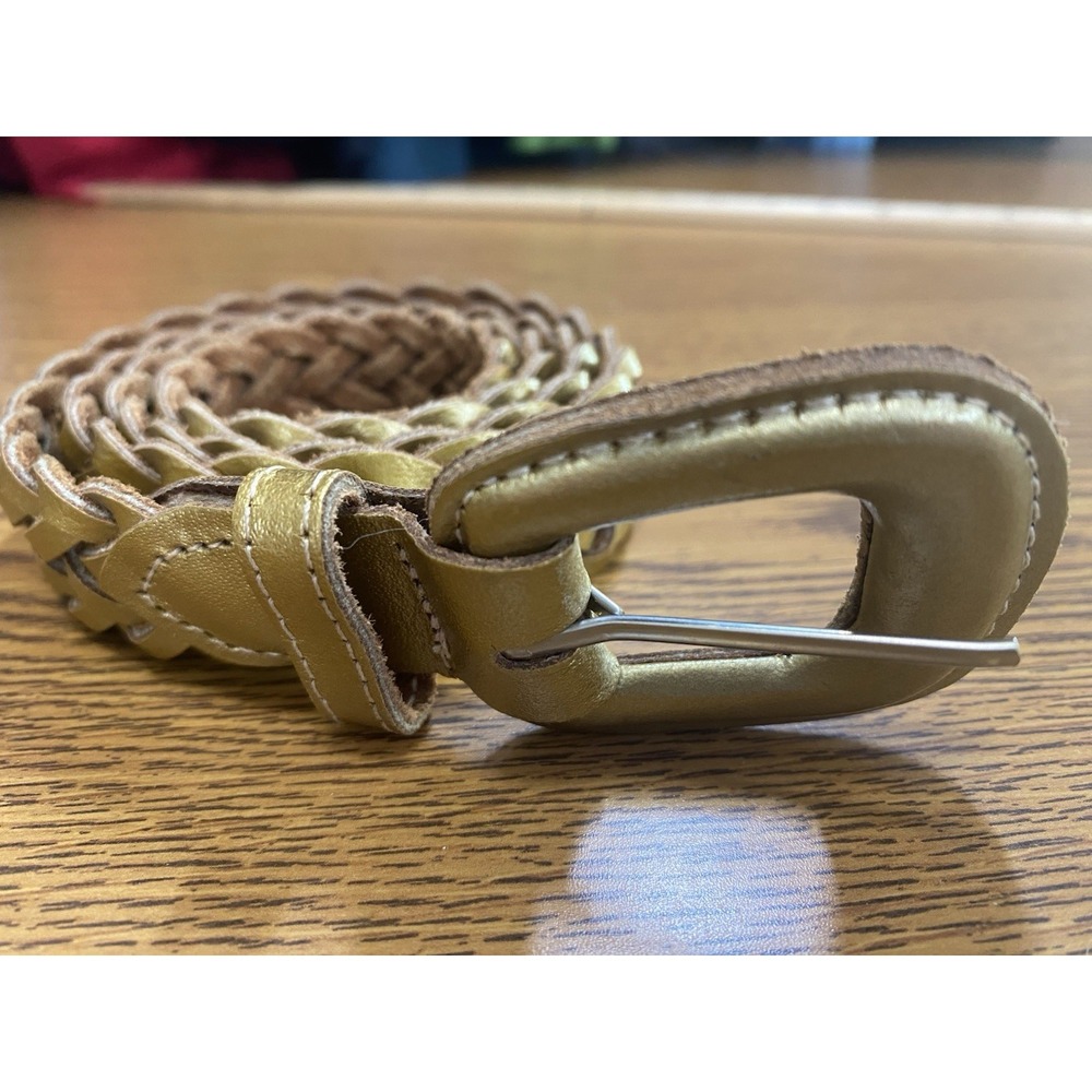 Vintage Women's Gold Leather Braided Belt Size Large Western Cowgirl Festival
